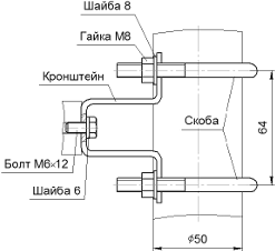 Схематичное изображение КМЧ «Кронштейн Т» с частью клапанного блока